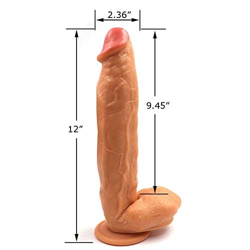 12" Flesh TPE Realistic Dildo — 9.45" Insertable