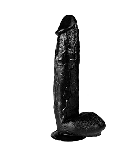 12" Black Liquid Silicone Dildo — 9.5" Insertable
