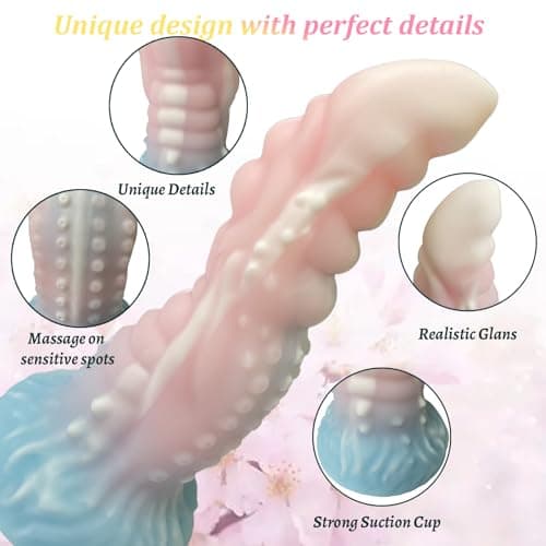 Hynhsun Dragon Knot Silicone Dildo with Octopus Suckers — 7.28in Pink