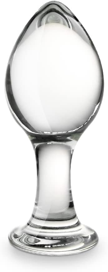 SXOVO Glas Dildo Buttplug Trainer, G-Punkt Stimulator Analplug mit Stoss Kegel Glas Kristall Analdildo Butt Plug Analsexspielzeug für Frauen Männer Masturbation (L)