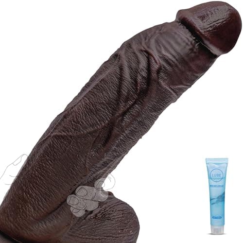10.5" Curved Black Silicone Dildo — 2.3" Diam