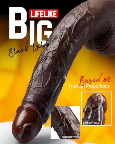 12" Black Dual Density Skin-Like Dildo