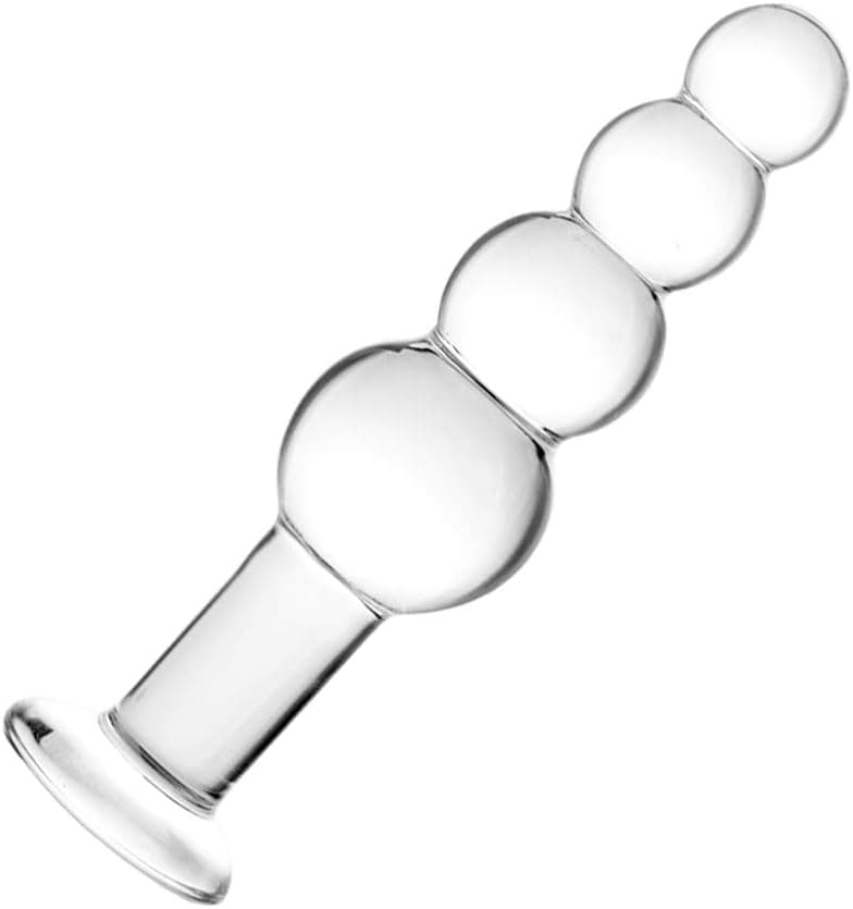 SXOVO Glas Masturbation Perlen Anal Plug Dildo Erotik Wichsen Buttplug Massieren erwachsenen Sex Toy für Mann und Frau (Clear)