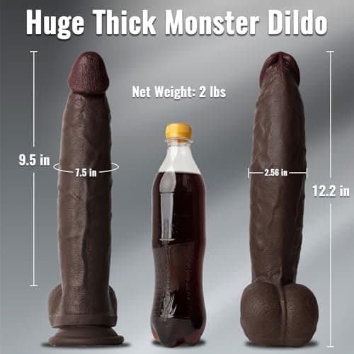 12" Giant BBC Black Dildo — 2.56" Diam