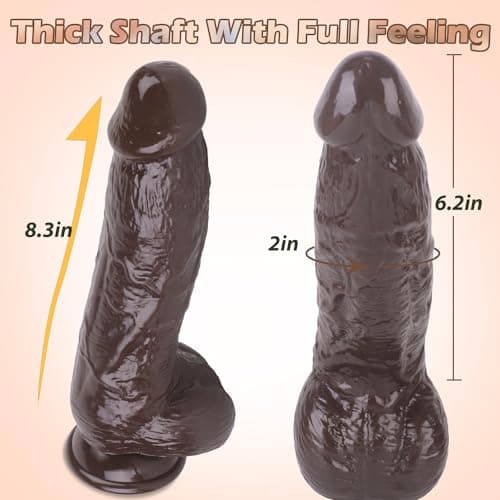 8.3" Black Thick Realistic Silicone Dildo Suction Cup