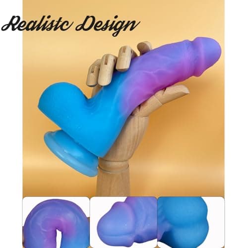 8" Thick Bent Realistic Silicone Dildo Suction Cup