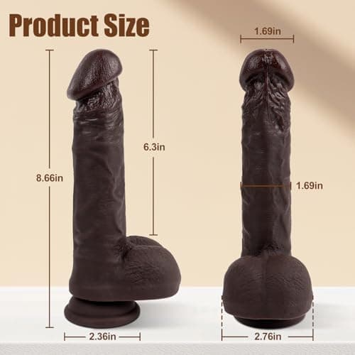 8.66" Black Realistic Liquid Silicone Dildo Suction