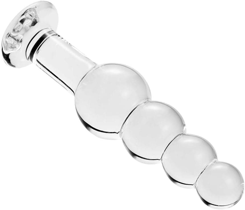 SXOVO Glas Masturbation Perlen Anal Plug Dildo Erotik Wichsen Buttplug Massieren erwachsenen Sex Toy für Mann und Frau (Clear)