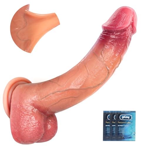 10.5" Movable Foreskin Silicone Dildo — 1.9" Diam