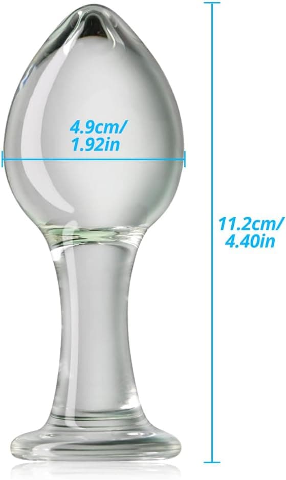 SXOVO Glas Dildo Buttplug Trainer, G-Punkt Stimulator Analplug mit Stoss Kegel Glas Kristall Analdildo Butt Plug Analsexspielzeug für Frauen Männer Masturbation (L)