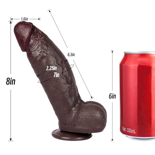 8" Thick BBC Black Dildo — 2.25" Diam
