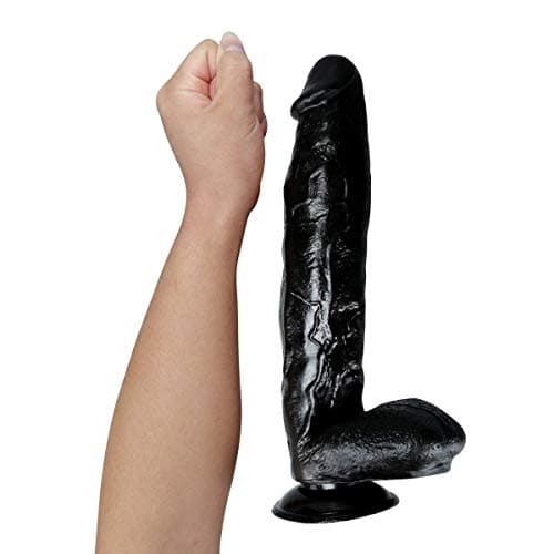 12" Black Liquid Silicone Dildo — 9.5" Insertable