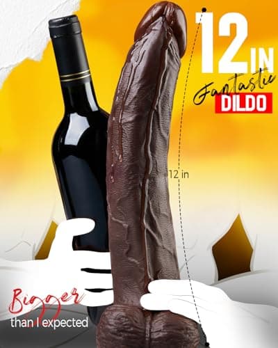 12" Black Dual Density Skin-Like Dildo