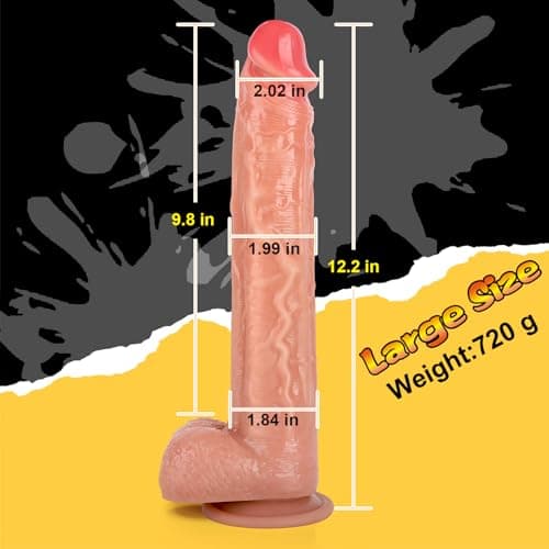 12" Long Dual Density Silicone Dildo — Flesh