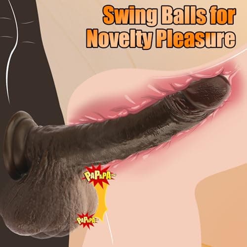 9" Black Silicone Dildo with Swinging Balls