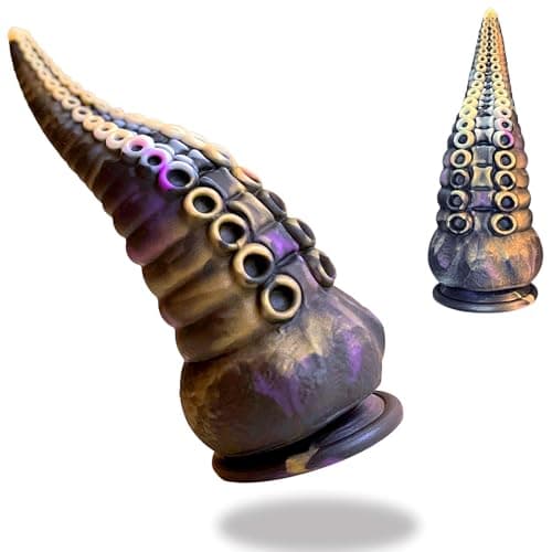 Fantasy Tentacle Dildo Hand-Painted Silicone with Suction Cup — 8.6in