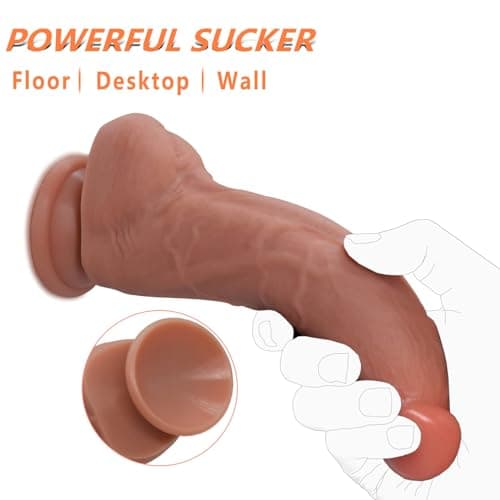 Realistic Silicone Dildo 7" Suction Cup Curved Shaft