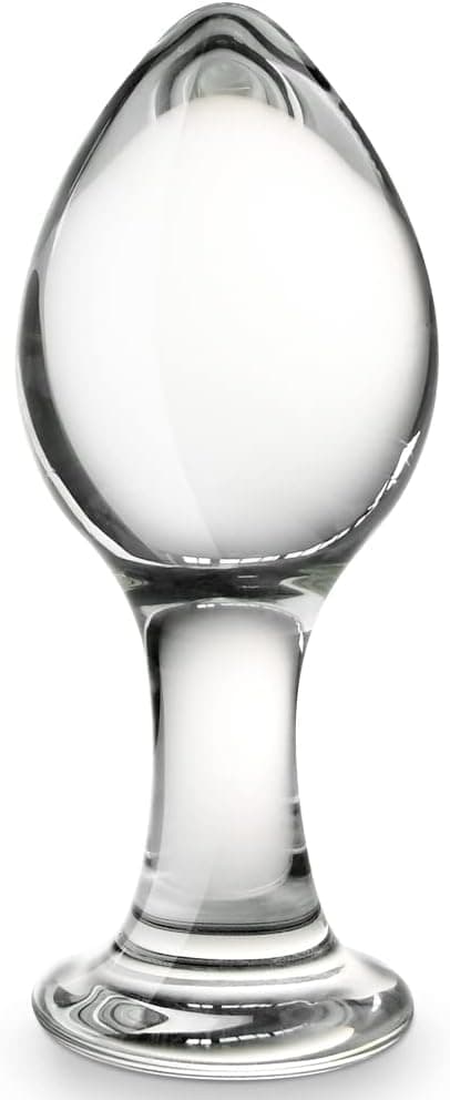 SXOVO Glas Dildo Buttplug Trainer, G-Punkt Stimulator Analplug mit Stoss Kegel Glas Kristall Analdildo Butt Plug Analsexspielzeug für Frauen Männer Masturbation (L)