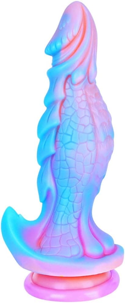 25cm Riesen Fantasy Dildo von Monster mit großem mit saugnapf, Silikon Drachen XL Analplug Flexibler G Punkt Langdildo Erwachsener Penis für Frauen und Männer Blau