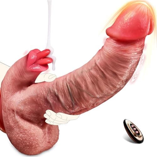 10" Thrusting Vibrating Dildo with Dual Tongue Licking