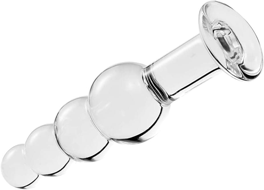 SXOVO Glas Masturbation Perlen Anal Plug Dildo Erotik Wichsen Buttplug Massieren erwachsenen Sex Toy für Mann und Frau (Clear)