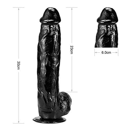 12" Black Liquid Silicone Dildo — 9.5" Insertable