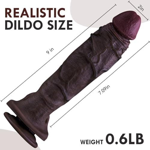 SHEQU 9" Thick Black Platinum Silicone Dildo Suction