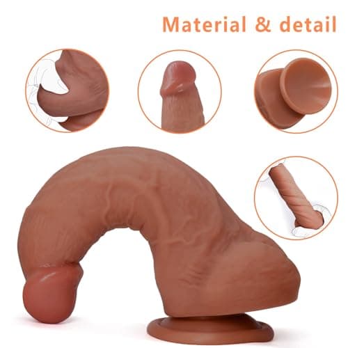 Realistic Silicone Dildo 7" Suction Cup Curved Shaft