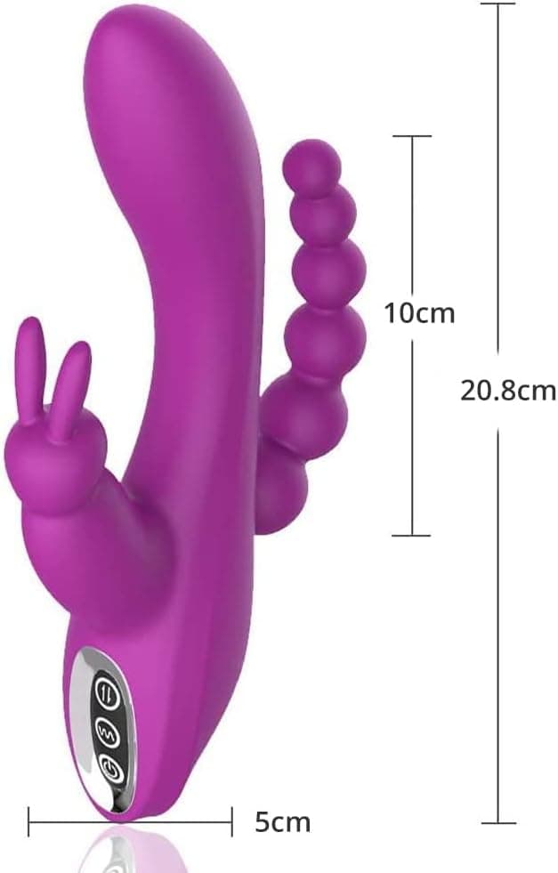 Sxovo 3 in 1 Rabbit Vibrator Wiederaufladbare G-Punkt Klitoris Anal Stimulator mit 7 Vibrationsmodi, Silikon wasserdichtes Sexspielzeug für Frauen und Paare
