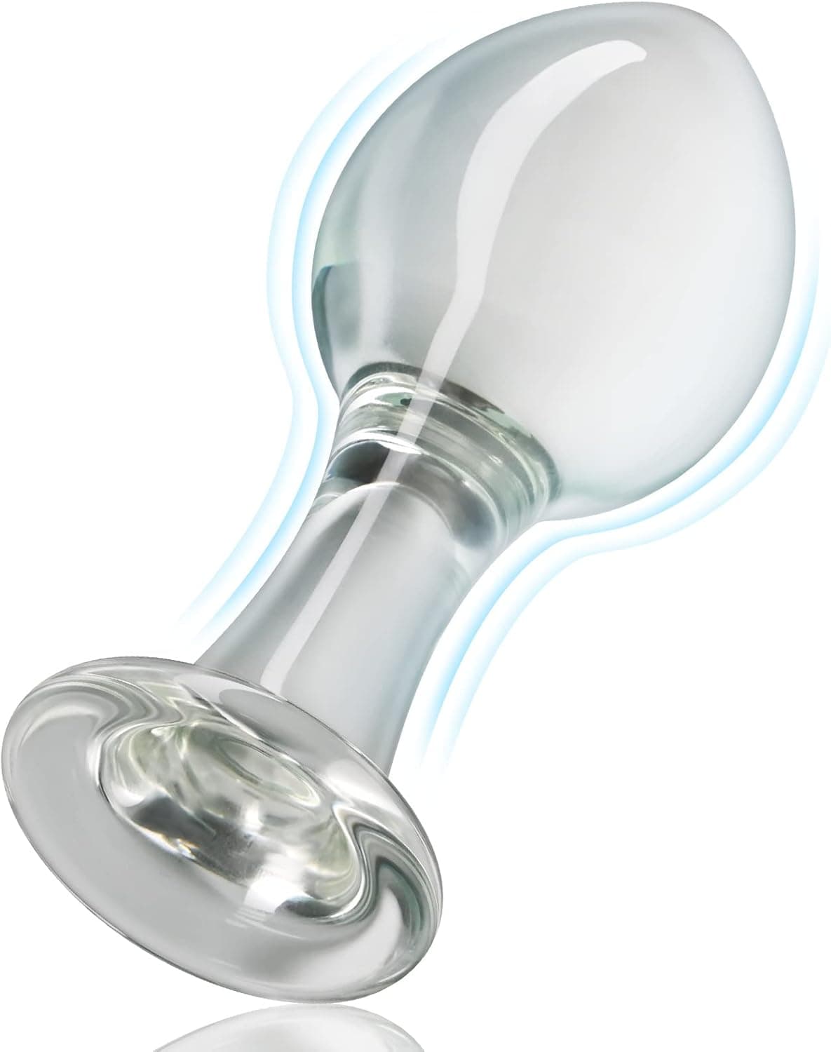 SXOVO Glas Dildo Buttplug Trainer, G-Punkt Stimulator Analplug mit Stoss Kegel Glas Kristall Analdildo Butt Plug Analsexspielzeug für Frauen Männer Masturbation (L)