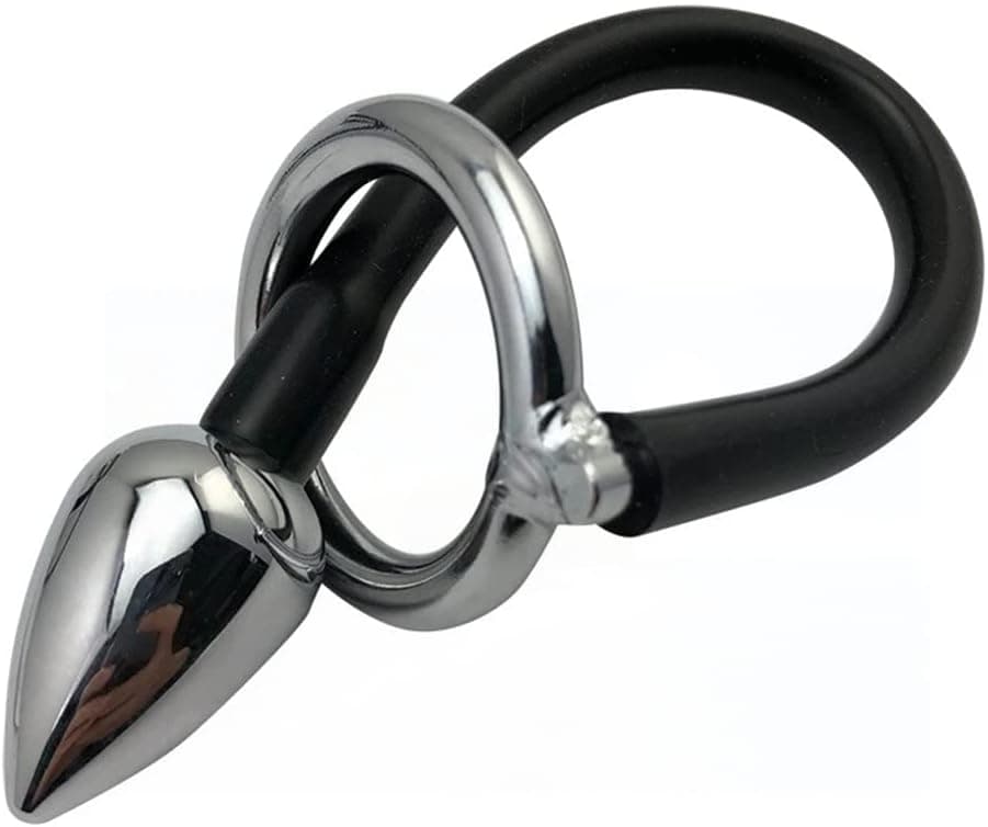 Jinqian Edelstahl Anal Beads Analkugel Analperlen Homosexuell Lange Analkette mit Penis Ring G-Punkt Stimulation Metall Dildo Groß Anal Dilatator Sexspielzeug für Männer (L-Kugel Ø40mm,Ring Ø50mm)