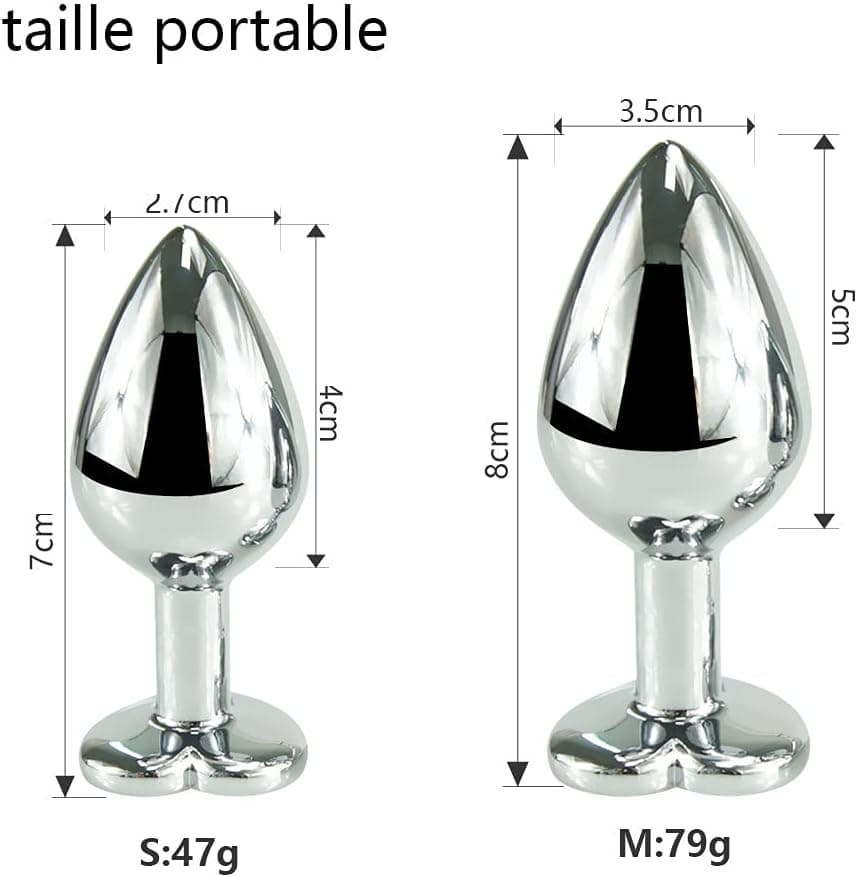Klein Groß 2*Anal Buttplug (Ø 27 mm, Ø 35 mm) Sex Spielzeug für Die Frau Männer, Metall Analplug mit Kristall Plug Anfänger Frau Set… (Pink)