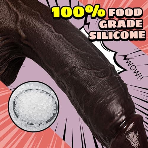 10.5" Curved Black Silicone Dildo — 2.3" Diam