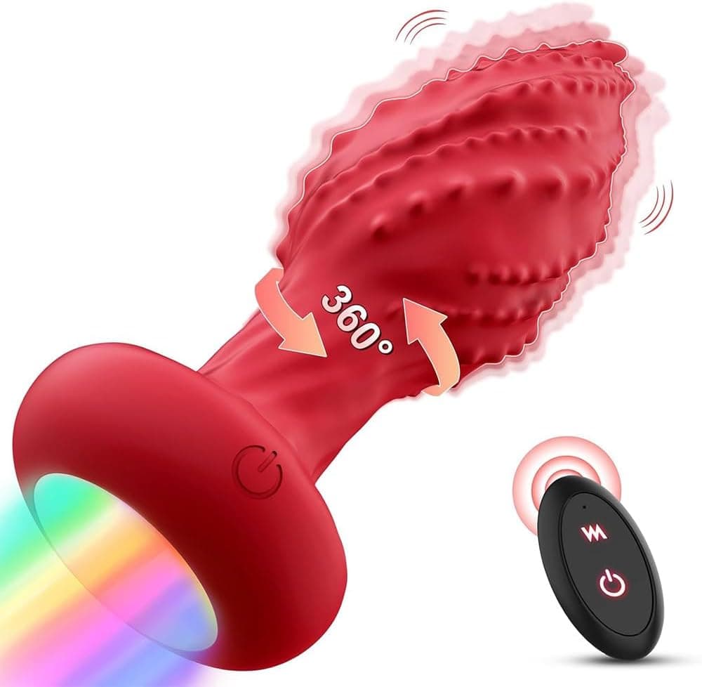 Jinqian Analplug Anal Vibrator mit Fernbedienung 10Vibrationsmodi 360° Rotationsmodi für Prostata Stimulation Vibration Analdildo Massager Buttplug Sexspielzeug Analvibratoren für Mann
