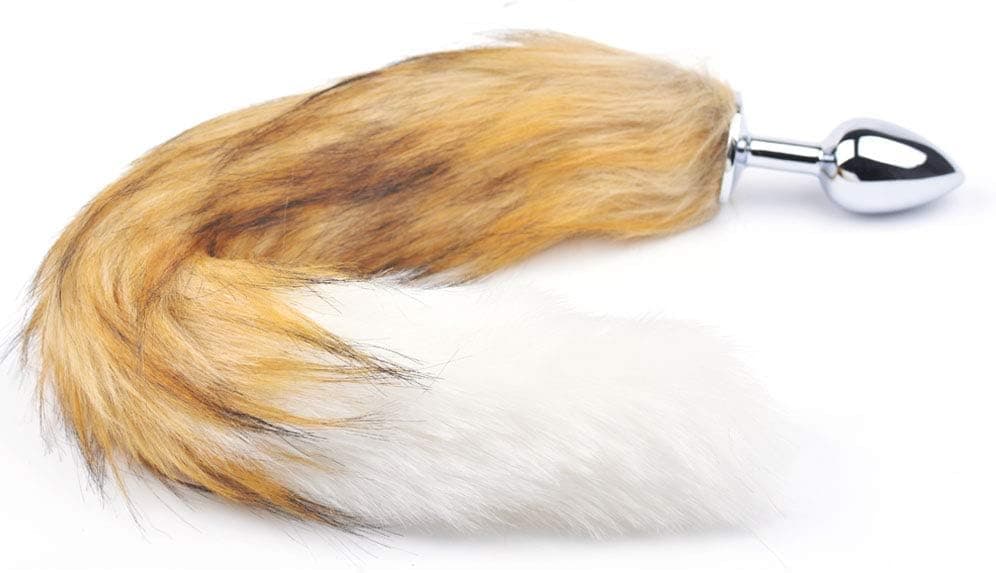 BeHorny Tail Butt Furry Fox Analplug, Katzenschwanz, Hellbraun/Weiß