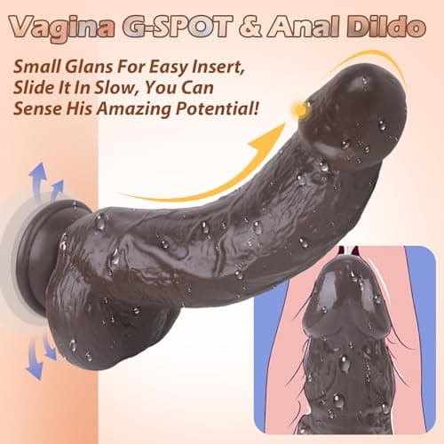 8.3" Black Thick Realistic Silicone Dildo Suction Cup