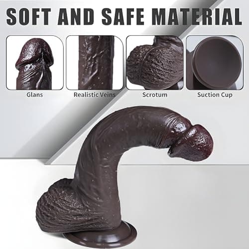 8.5" Squirting Realistic Silicone Dildo Brown Suction