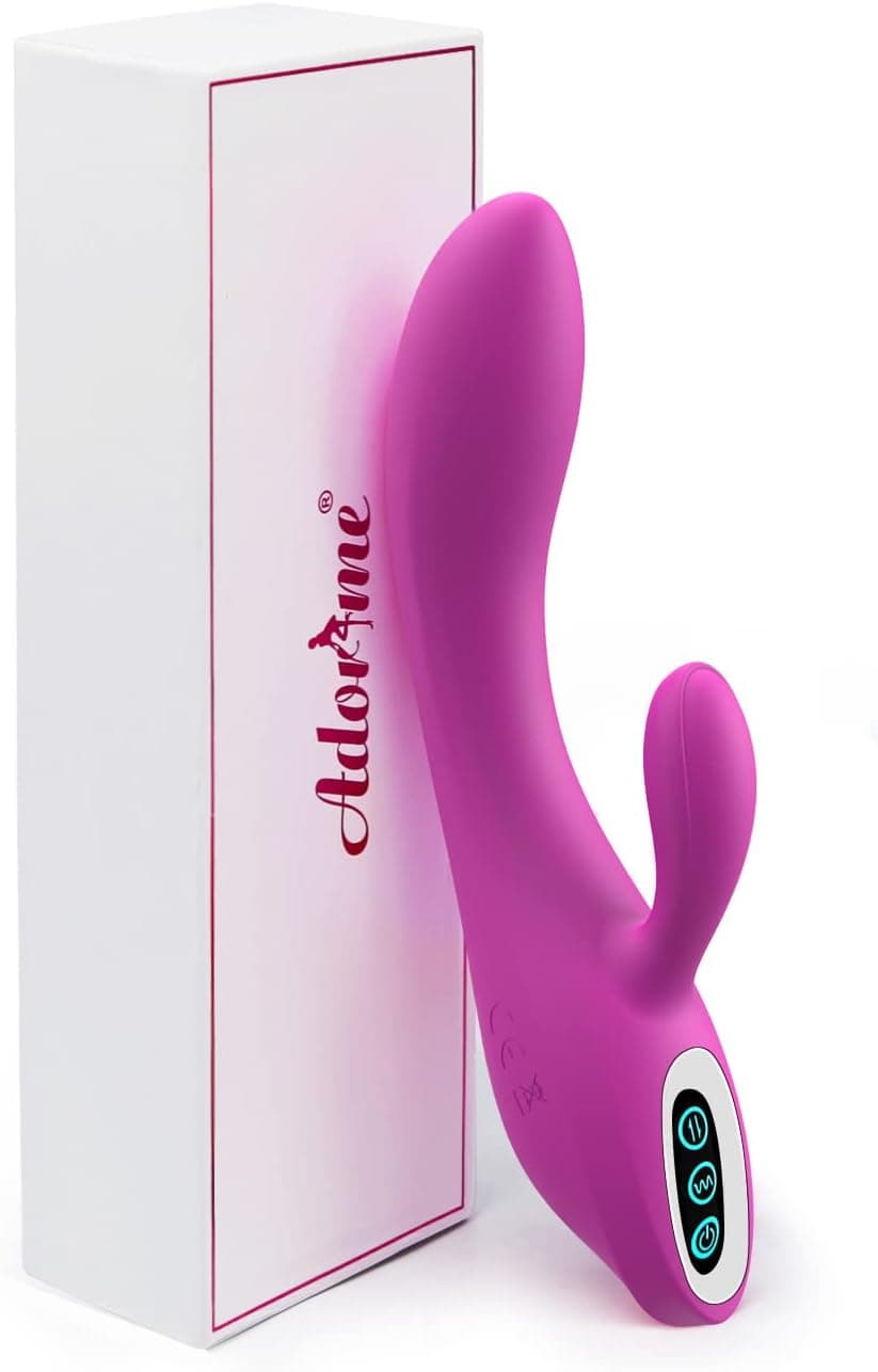Vibratoren für Sie Klitoris und G-punkt mit Starke Funktion - Adorime Silikon Rabbit Vibrator Analvibrator Dildo Erotik Sexspielzeug für Frauen und Paare mit 7 Vibrationsfrequenz