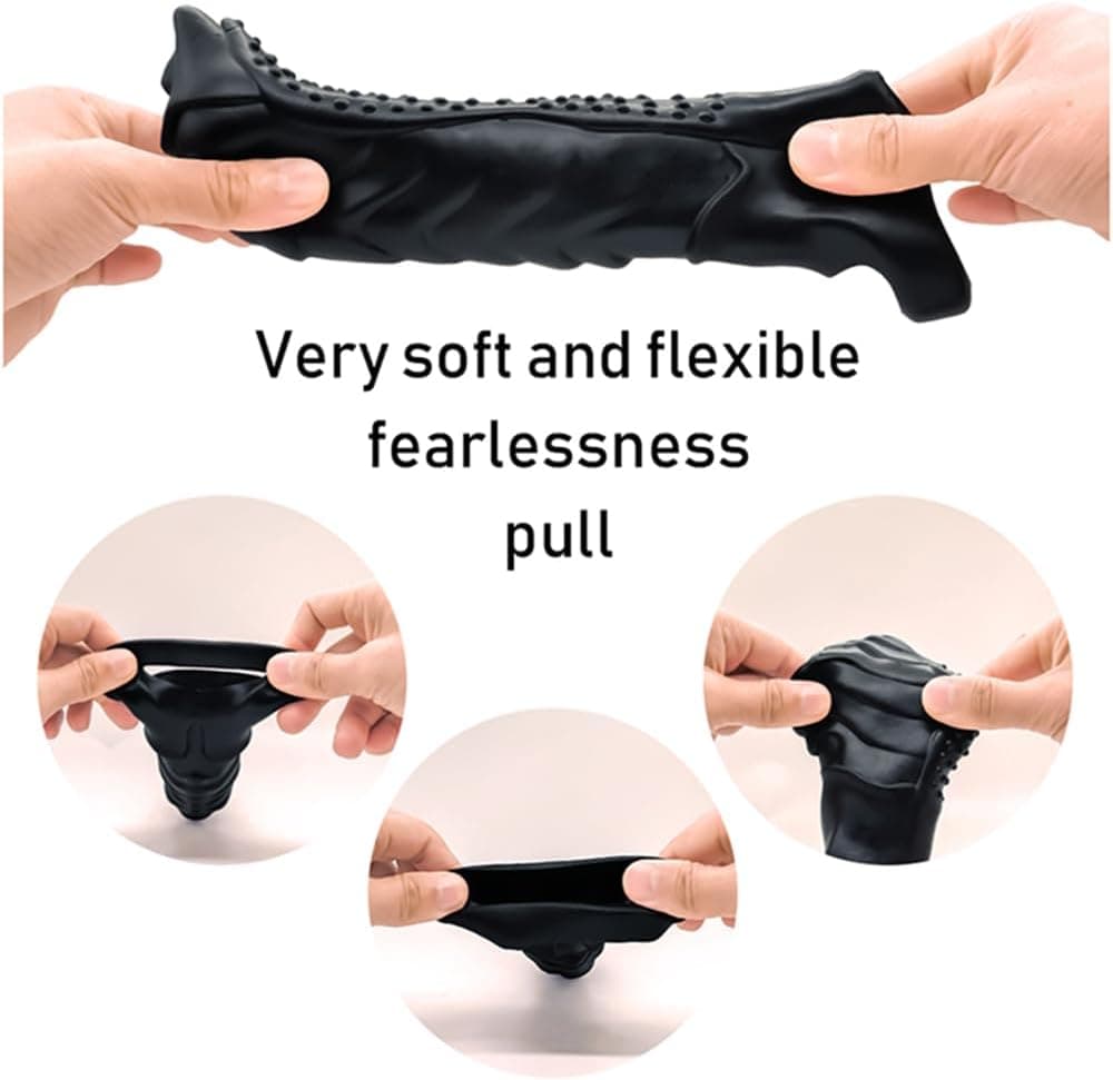 Monster Cock Sleeve - Penisverlängerung und Penisvergrößerung für Männer, Sex Toy mit 22 cm Länge und 5-6 cm Durchmesser, 3D-Oberfläche für zusätzlichen Reiz (Schwarz)