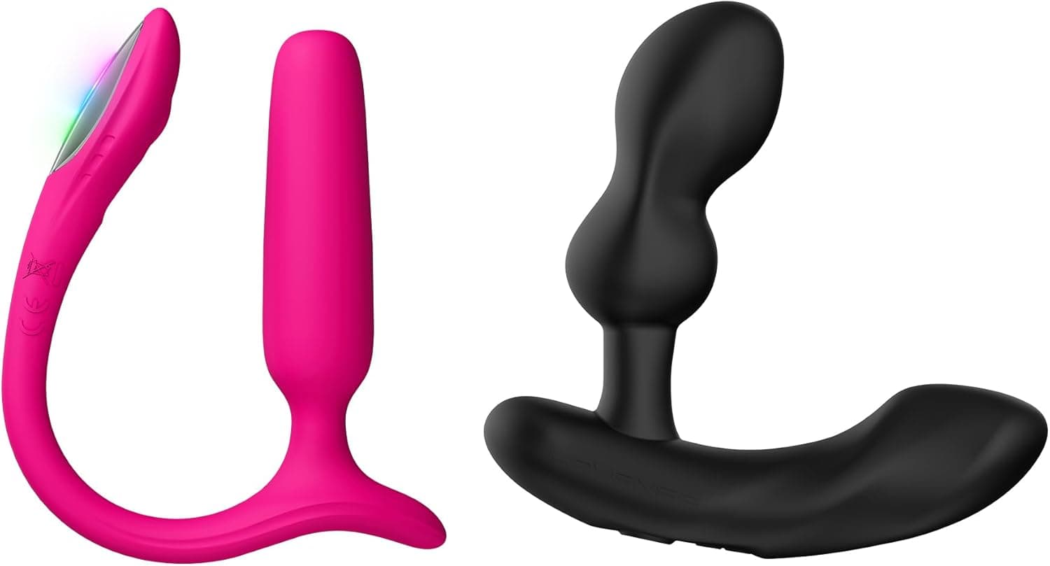 LOVENSE Lush Anal-Vibrations-Butt-Plug-Sextoy mit LED-Licht, anfängerfreundlich + LOVENSE Edge 2 Prostata-Massage-Vibrator-Sextoy für Männer