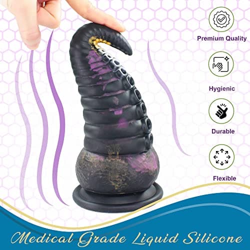 Fantasy Tentacle Dildo Hand-Painted Silicone with Suction Cup — 8.6in