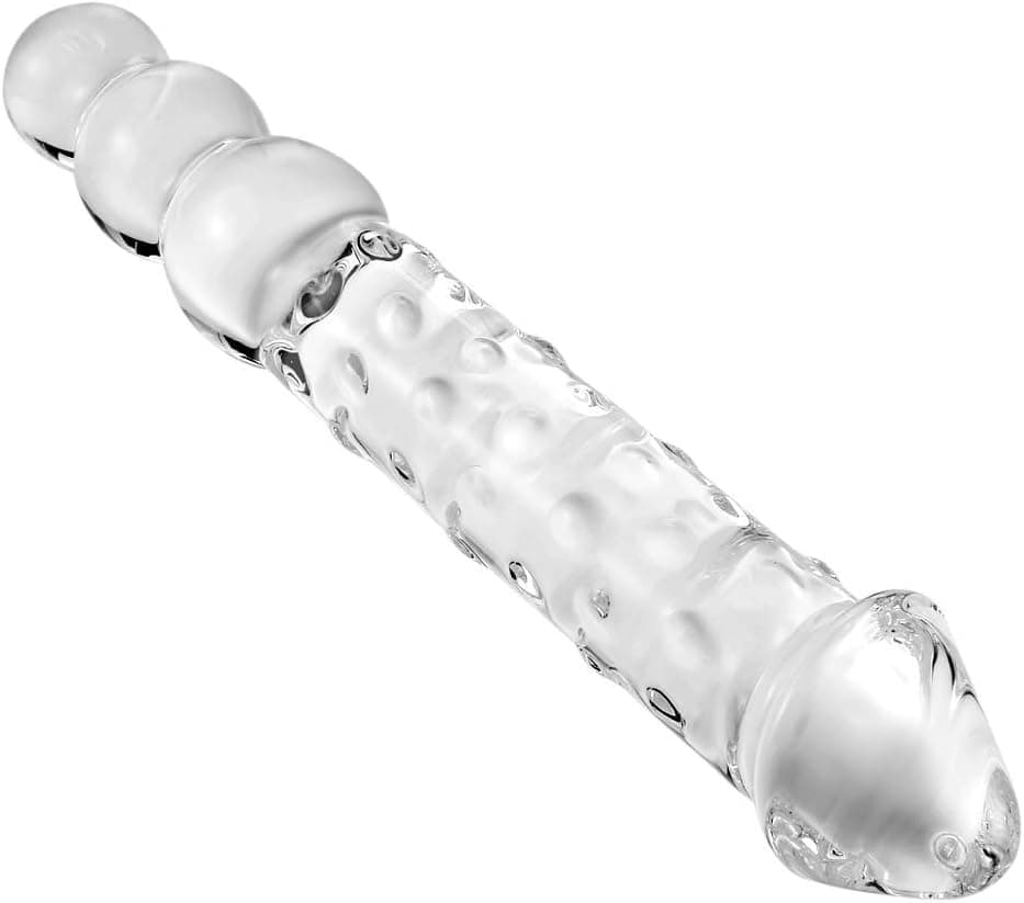 SXOVO Big Glass Dildo Penis Double Headed 30cm G-Punkt Stimulator Adult Beaded Anal Plug Penis Masturbation Sex Spielzeug für Frauen Männer Lover Paar (L)