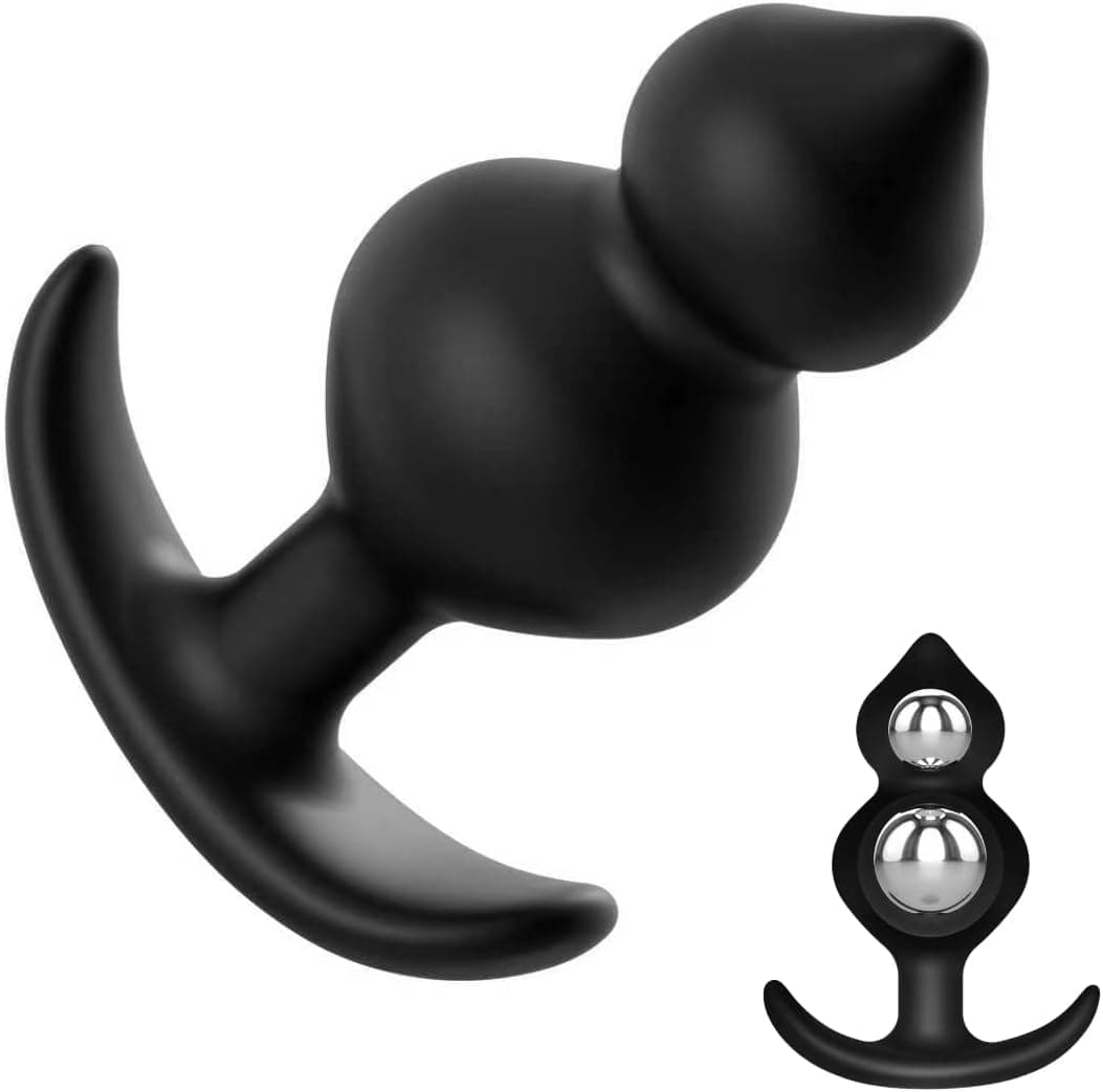 Silikon T-Basis Analplug Klein für Frauen Männlich Sex Plug Sexspielzeug Doppelwulst-Vibration Anal Butplug G-Punkt Prostata Stimulierende Analperlen Paar (L)