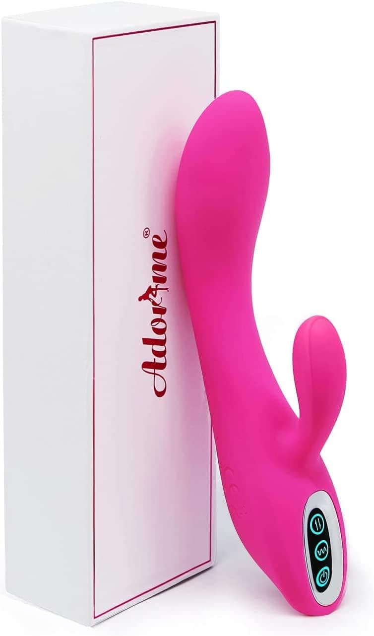 Vibratoren für Sie Klitoris und G-punkt mit Starke Funktion - Adorime Silikon Rabbit Vibrator Analvibrator Dildo Erotik Sexspielzeug für Frauen und Paare mit 7 Vibrationsfrequenz
