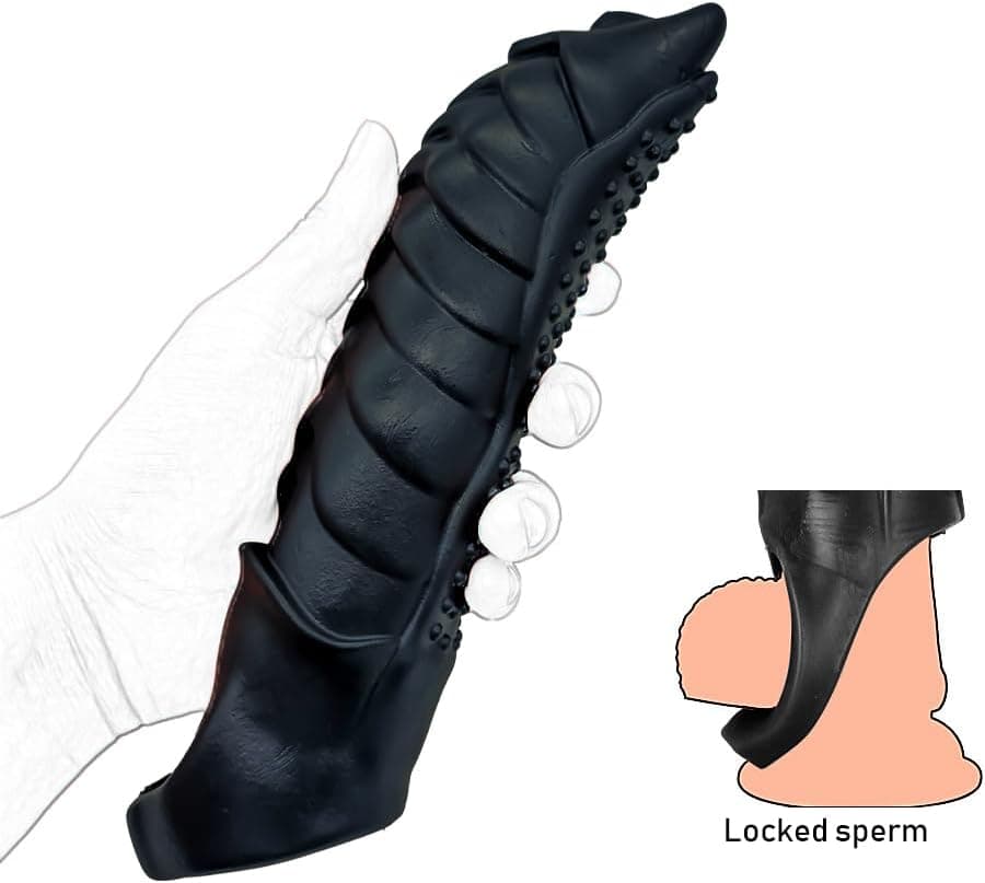 Monster Cock Sleeve - Penisverlängerung und Penisvergrößerung für Männer, Sex Toy mit 22 cm Länge und 5-6 cm Durchmesser, 3D-Oberfläche für zusätzlichen Reiz (Schwarz)