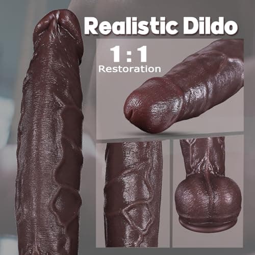 Gilingirl 10" Black Curved Dual-Layer Silicone Dildo