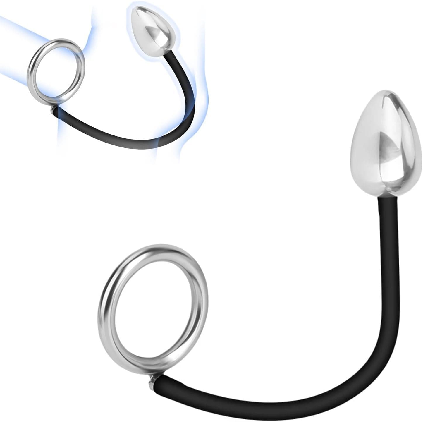 Edelstahl Analplug Analkugel mit Cockring Penis Ring Anal Beads Analperlen Analdildo Metall Anal Hook Dilatator Prostata Stimulation Massage Sex Spielzeug für Männer Homosexuell Paare(S)
