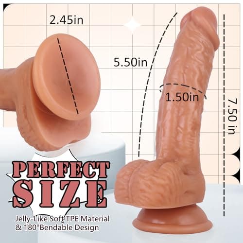 7" Suction Cup Silicone Dildo Flesh Realistic