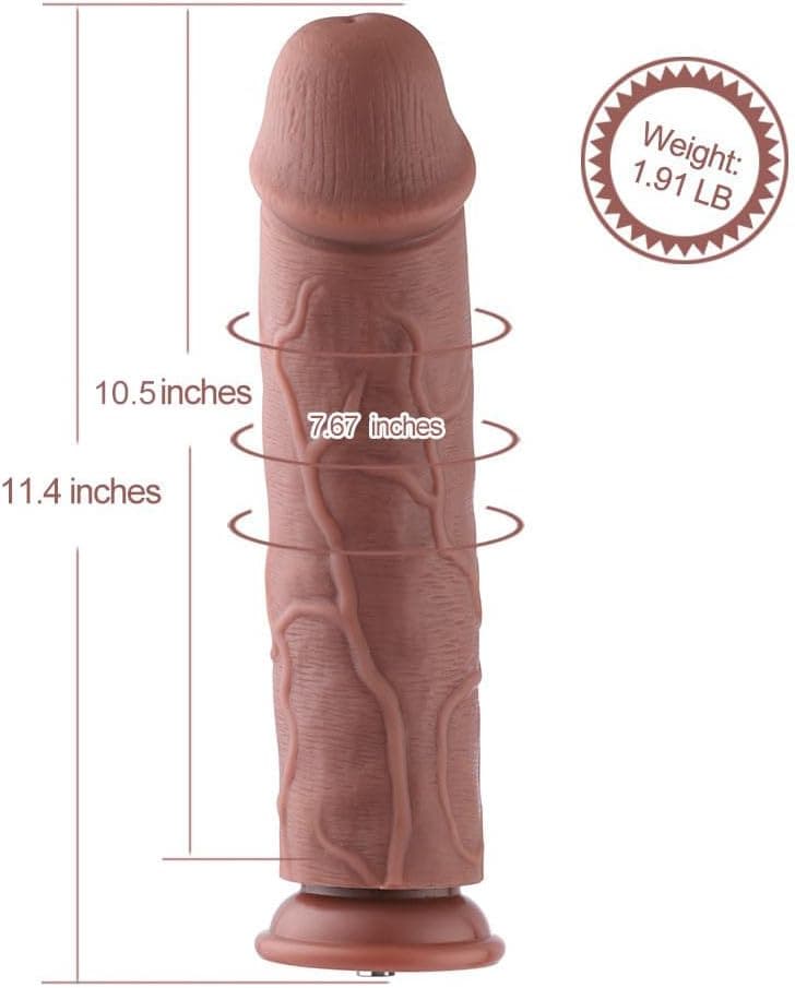 Hismith 11.1 Inch Slightly Curved Silicone Dildo with KlicLok System, 10.23 Inch Insertable Length - Amazing Series