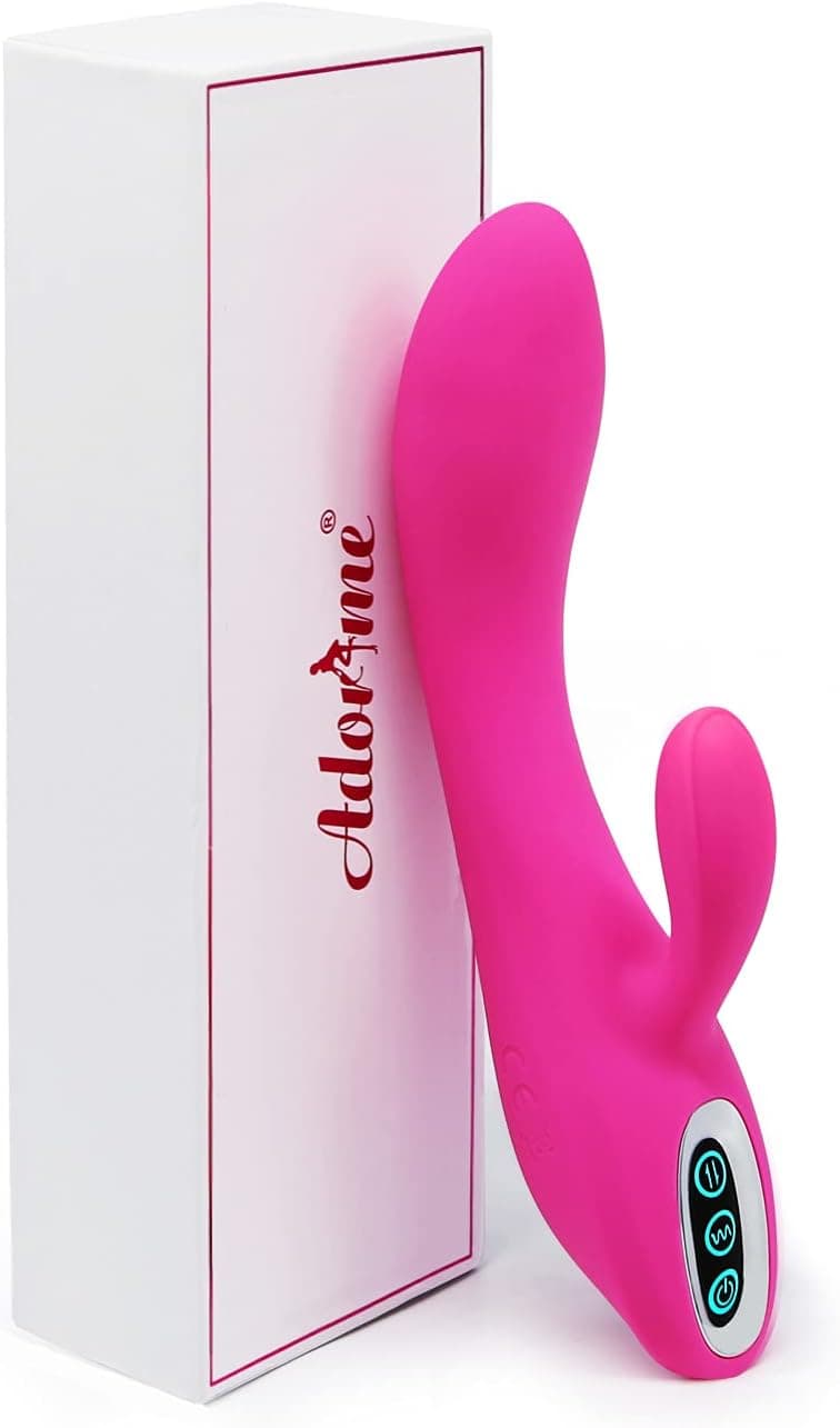 Vibratoren für Sie Klitoris und G-punkt mit Starke Funktion - Adorime Silikon Rabbit Vibrator Analvibrator Dildo Erotik Sexspielzeug für Frauen und Paare mit 7 Vibrationsfrequenz
